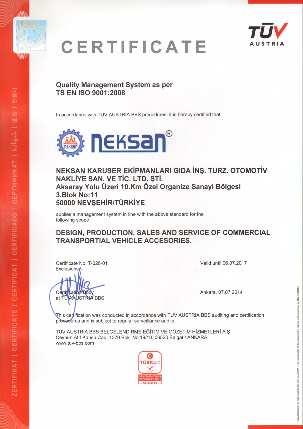 SERTİFİKA ISO 9001